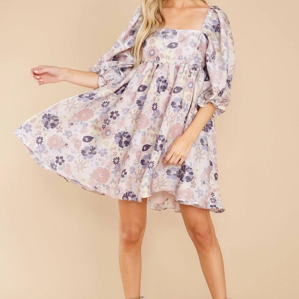 Storia Floral Metallic Babydoll Size Small Dress Fairytale Flowy Peasant Preppy